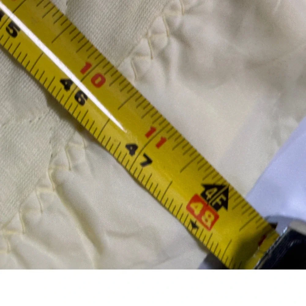 Vintage Quilted Baby Blanket Cream Yellow Satin‎ Ruffle Trim 31x48 Nursery
